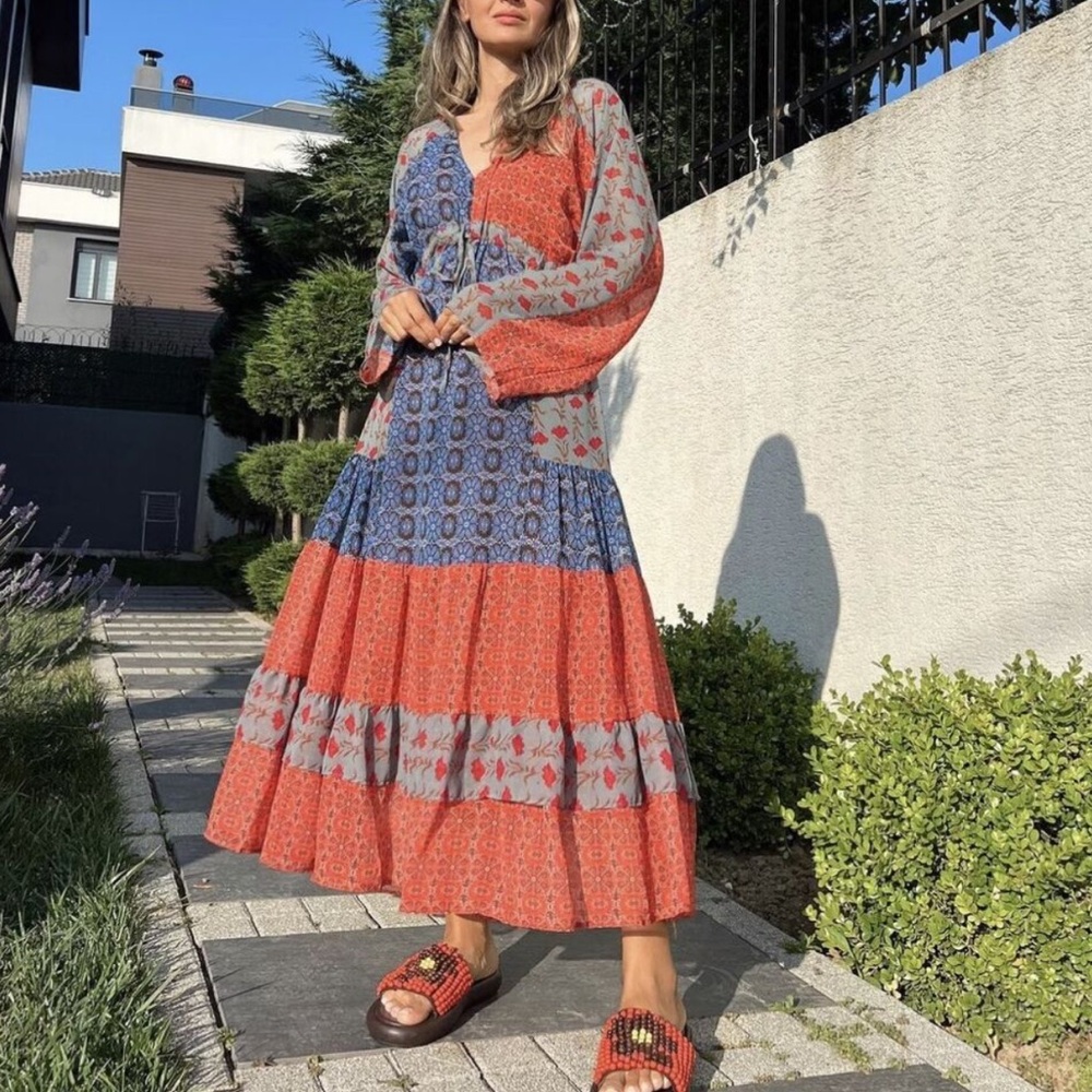 Zara printed Boho Dress Sz m